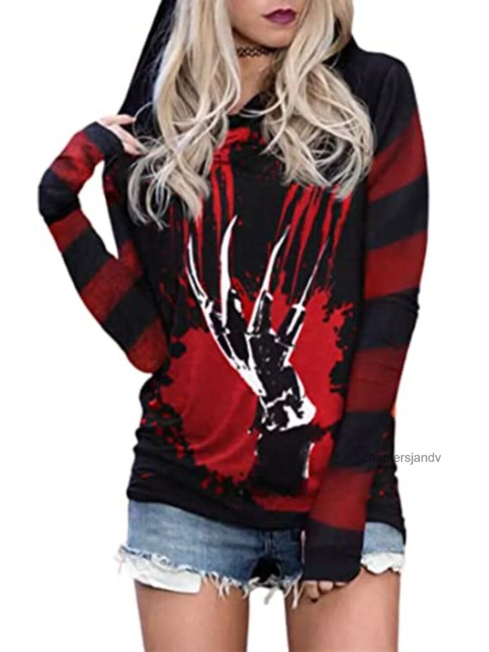 Skull Silhouette Hoodie Women Long Sleeve Sweatshirt Pullover